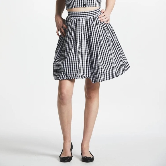 Classic Black and White Checkered A-Line Skirt - Picture 8 of 8